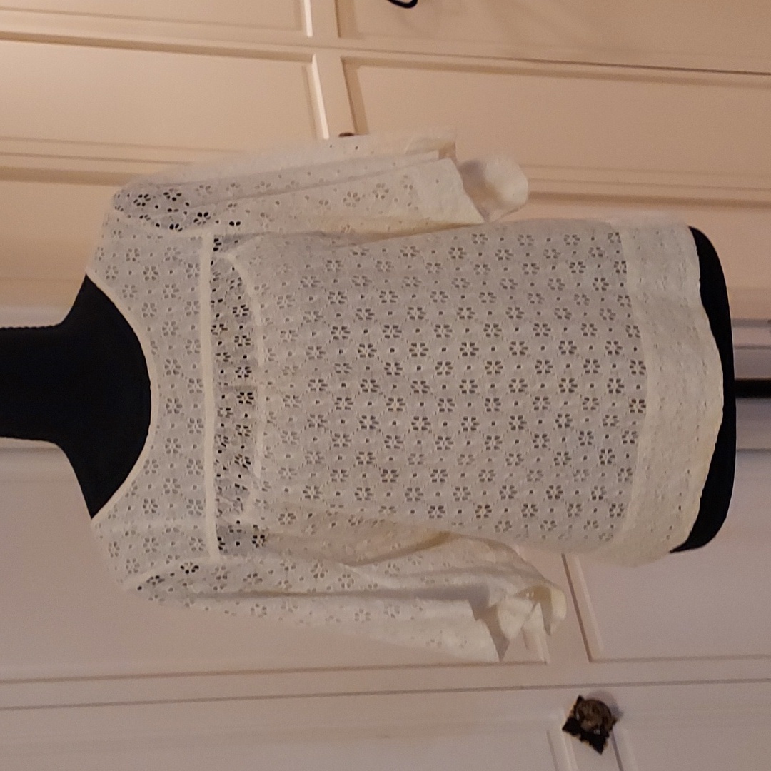 See By Chloe Peasant Blouse Short Sleeve Smocked Boho Blouse Cream